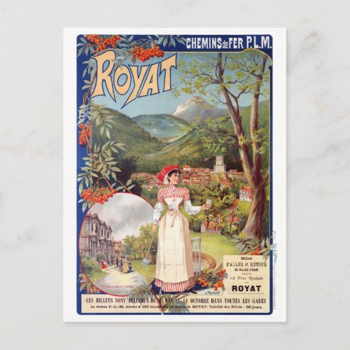 Royat France Vintage Poster 1896 Postcard