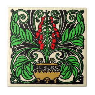 Roycroft Craftsman or Mission Style Flower Pot Ceramic Tile