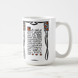 Roycroft Motto Mug, "Get Rid of Your Regrets" Coffee Mug
