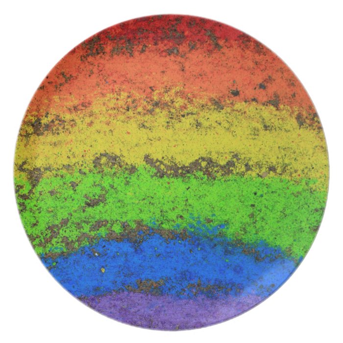 ROYGBIV Grunge Rainbow  Sidewalk Chalk Plates