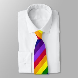 ROYGBIV Seven Rainbow Colors Solid Stripes Design Neck Tie
