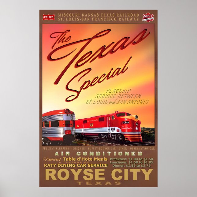 Royse City Texas Special Retro Train Poster MKT (Front)