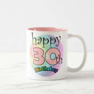 Roze Happy 30th Birthday Two-Tone Coffee Mug