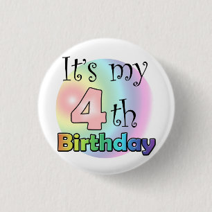 Roze It's my 4th Birthday Pinback Button