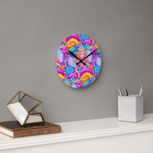 Roze Prinses Girly Horloge Round Clock