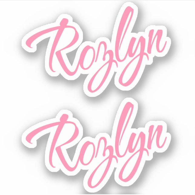 Rozlyn name pink cursive font x2 sticker (Front)