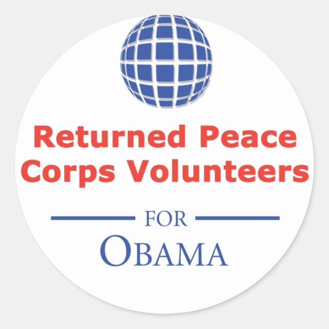 RPCVS For Obama Stickers (Front)