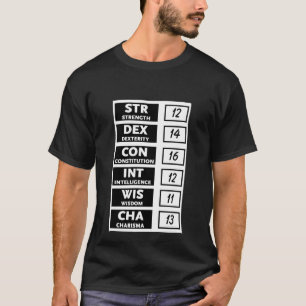 RPG Ability Score (Black & White) T-Shirt