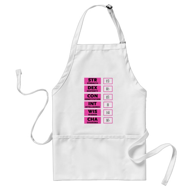RPG Ability Score (Pink & Black) Adult Apron (Front)