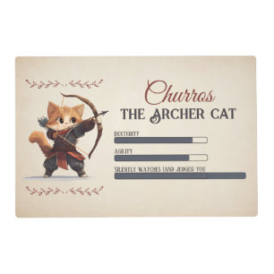 RPG Archer Cat pet mat for gamer cat lover