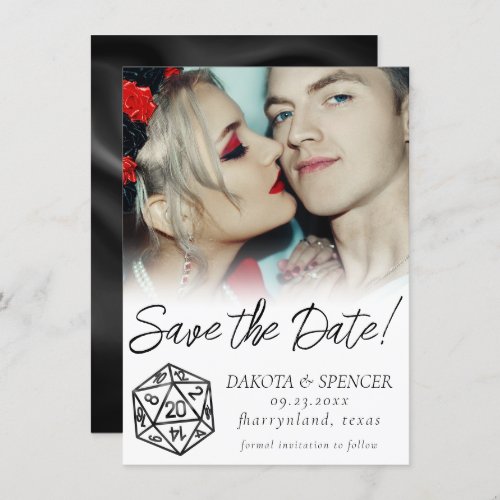 RPG Black Dice  Tabletop Fantasy Gamer Photo Save The Date