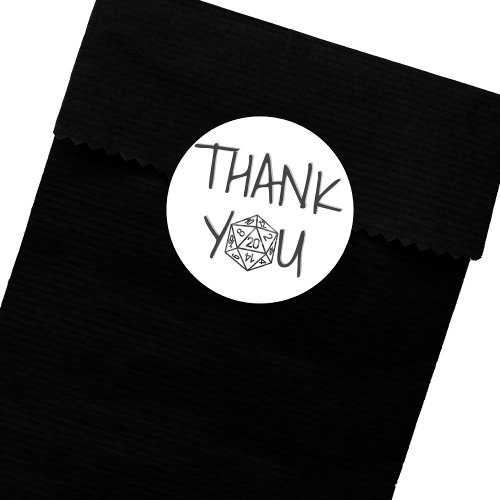 RPG Black Dice  Tabletop Fantasy Gamer Thank You Classic Round Sticker