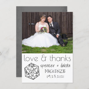 RPG Black Dice   Tabletop Gamer Photo Love and Thank You Card