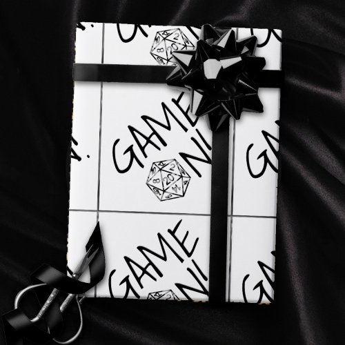 RPG Black Game On  Retro PnP Tabletop Gamer Dice Wrapping Paper