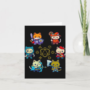 Rpg Cat Dice Set Nerdy D20 Gamer Geek Cats Men Wom Card
