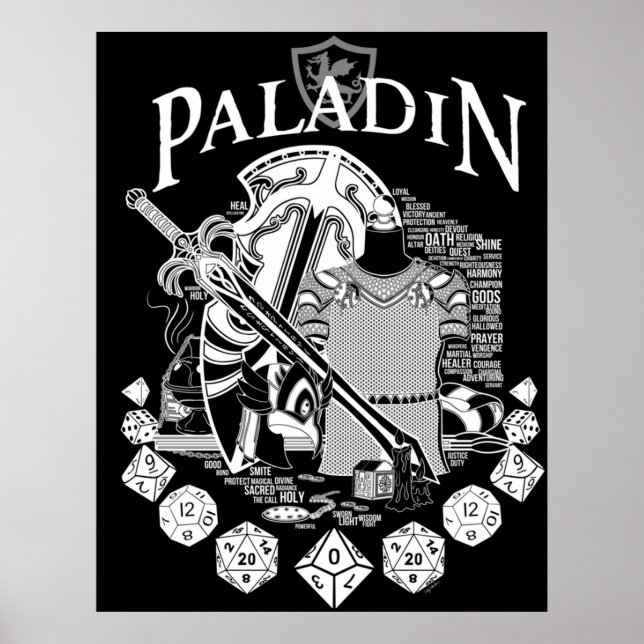 RPG Class Series Paladin - White Text Poster (Front)