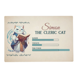 RPG Cleric Cat pet mat for gamers and cat lovers