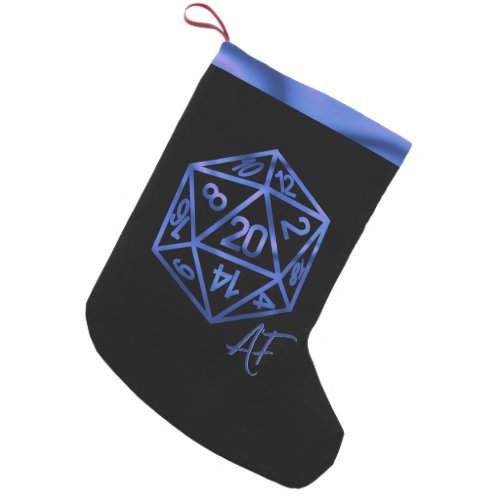 RPG Crit AF  Blue Fantasy Tabletop Gamer Dice Small Christmas Stocking