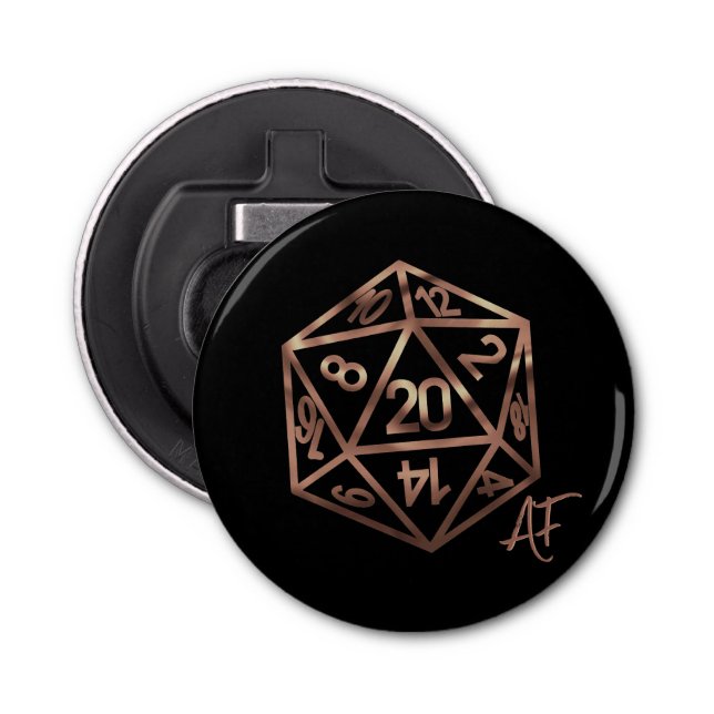 RPG Crit AF | Copper Fantasy Tabletop Gamer Dice Bottle Opener (Front)