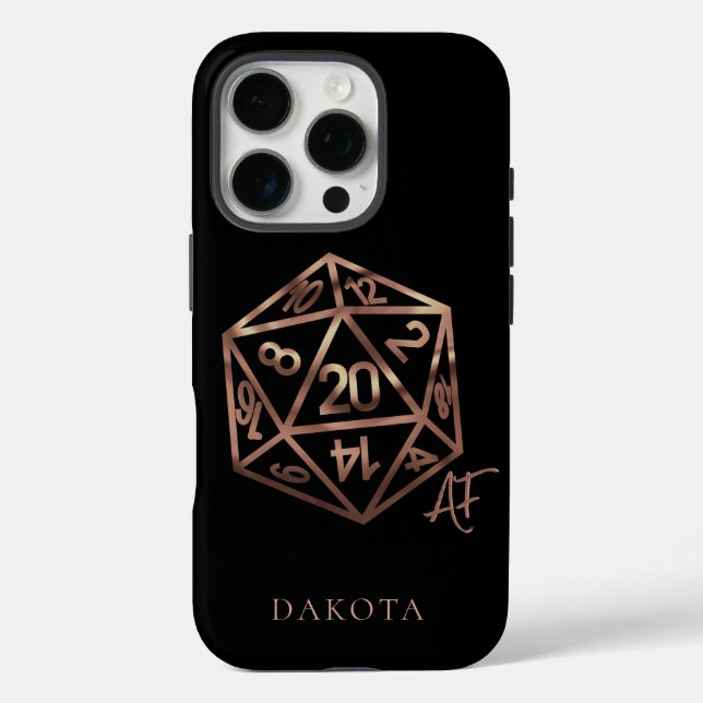 RPG Crit AF | Copper Fantasy Tabletop Gamer Dice Case-Mate iPhone Case (Back)