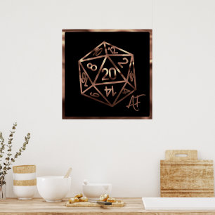 RPG Crit AF Copper Fantasy Tabletop Gamer Dice Poster
