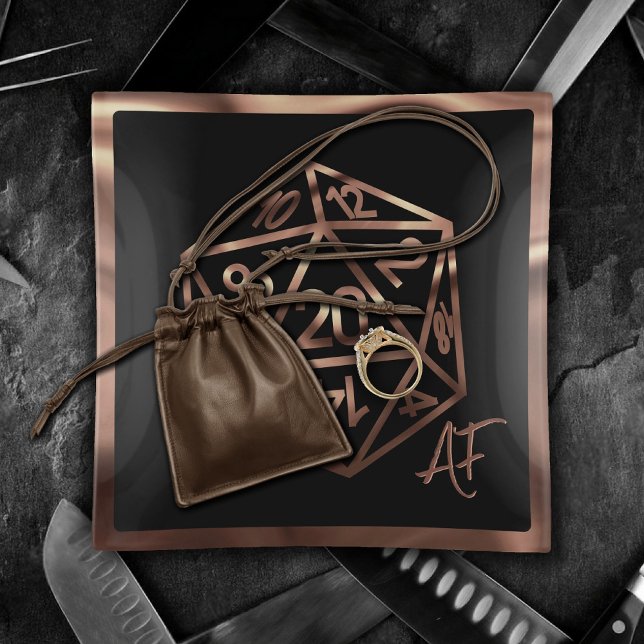RPG Crit AF | Copper Fantasy Tabletop Gamer Dice Trinket Tray (Creator Uploaded)