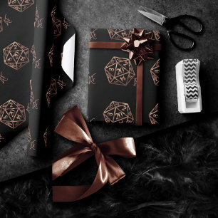 RPG Crit AF Copper Fantasy Tabletop Gamer Dice Wrapping Paper