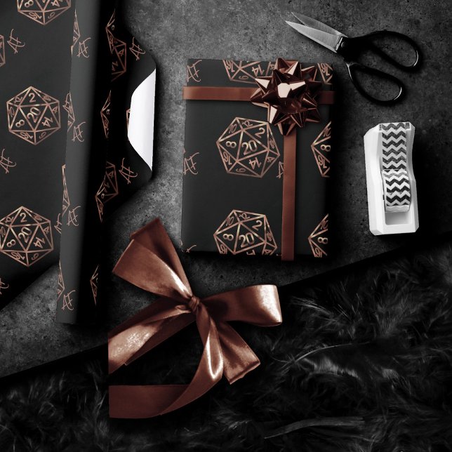 RPG Crit AF | Copper Fantasy Tabletop Gamer Dice Wrapping Paper (Creator Uploaded)