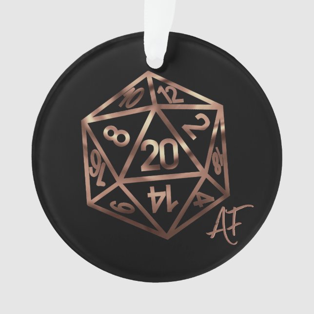 RPG Crit AF | Copper Tabletop PnP Roleplayer Dice Ornament (Front)
