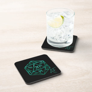 RPG Crit AF Emerald Fantasy Tabletop Gamer Dice Beverage Coaster