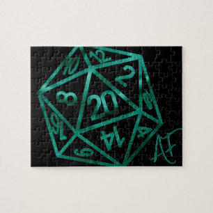 RPG Crit AF Emerald Fantasy Tabletop Gamer Dice Jigsaw Puzzle