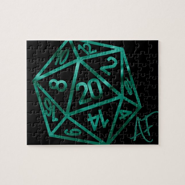 RPG Crit AF | Emerald Fantasy Tabletop Gamer Dice Jigsaw Puzzle (Horizontal)