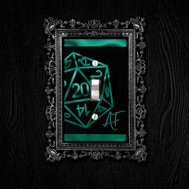 RPG Crit AF | Emerald Fantasy Tabletop Gamer Dice Light Switch Cover (Creator Uploaded)