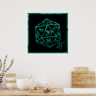 RPG Crit AF Emerald Fantasy Tabletop Gamer Dice Poster