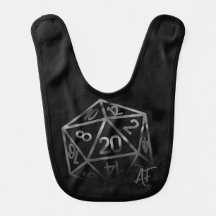 RPG Crit AF Fantasy Tabletop Retro Gamer Dice Baby Bib