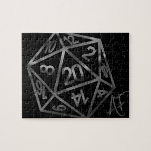 RPG Crit AF   Fantasy Tabletop Retro Gamer Dice Jigsaw Puzzle