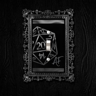 RPG Crit AF Fantasy Tabletop Retro Gamer Dice Light Switch Cover