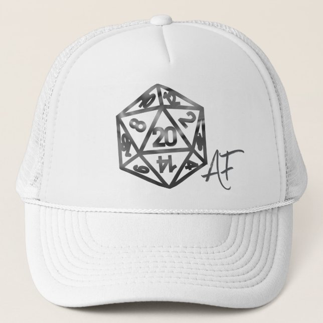 RPG Crit AF | Fantasy Tabletop Retro Gamer Dice Trucker Hat (Front)
