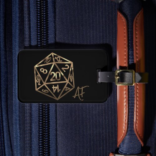 RPG Crit AF  Gold Fantasy Tabletop Gamer Dice Luggage Tag