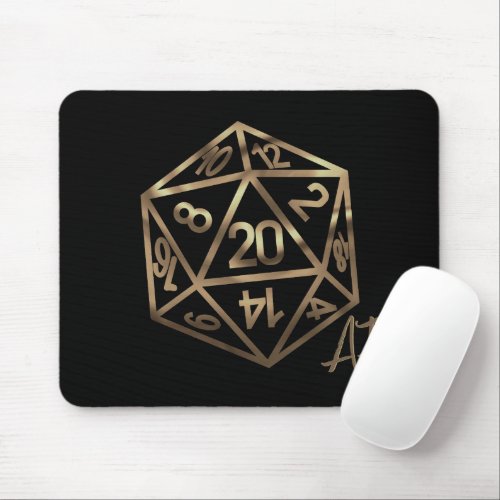 RPG Crit AF  Gold Fantasy Tabletop Gamer Dice Mouse Pad