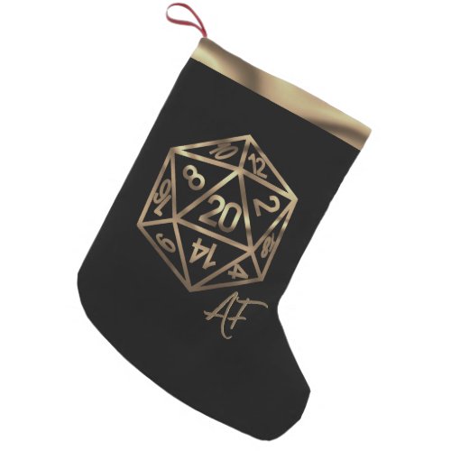 RPG Crit AF  Gold Fantasy Tabletop Gamer Dice Small Christmas Stocking