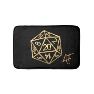 RPG Crit AF   Gold Fantasy Tabletop PnP Gamer Dice Bath Mat