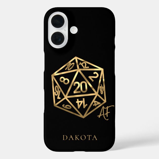 RPG Crit AF | Gold Fantasy Tabletop PnP Gamer Dice Case-Mate iPhone Case (Back)