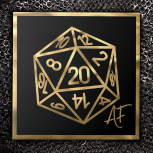 RPG Crit AF Gold Fantasy Tabletop PnP Gamer Dice Ceramic Tile