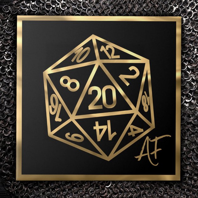 RPG Crit AF | Gold Fantasy Tabletop PnP Gamer Dice Ceramic Tile (Creator Uploaded)