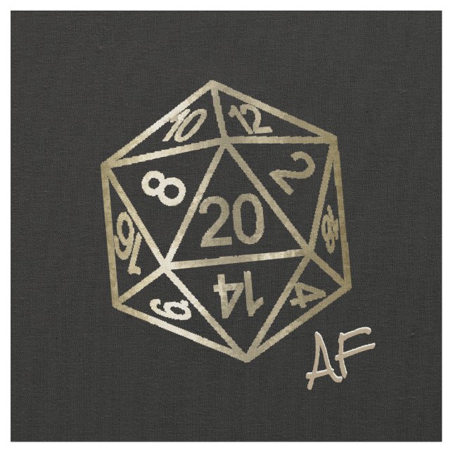 RPG Crit AF | Gold Fantasy Tabletop PnP Gamer Dice Fabric (Close Up)