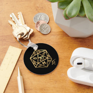 RPG Crit AF   Gold Fantasy Tabletop PnP Gamer Dice Keychain