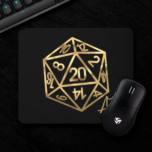 RPG Crit AF Gold Fantasy Tabletop PnP Gamer Dice Mouse Pad