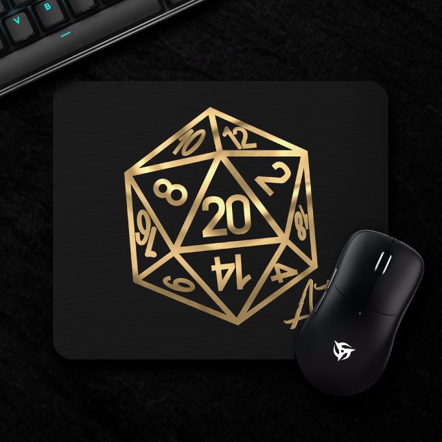 RPG Crit AF | Gold Fantasy Tabletop PnP Gamer Dice Mouse Pad (Creator Uploaded)