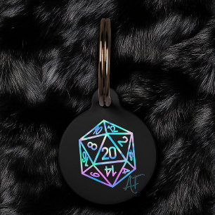 RPG Crit AF Holo Fantasy Tabletop PnP Gamer Dice Pet ID Tag